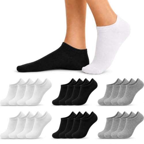 PS PROUTHS 12 Pairs Short Socks Men Women Cotton Breathable Almost Invisible Socks Summer Unisex Soft and Comfortable Non-slip Fit Durable for Daily Use