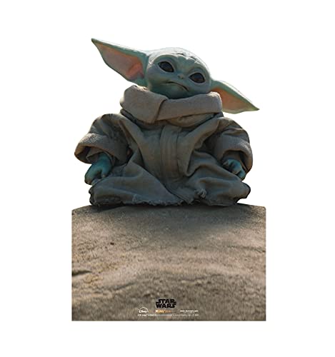 Cardboard People Grogu on Rock Standee