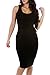 Meenew Womens Scoop Neck Sleeveless Midi length Bodycon Tank Dress Black M