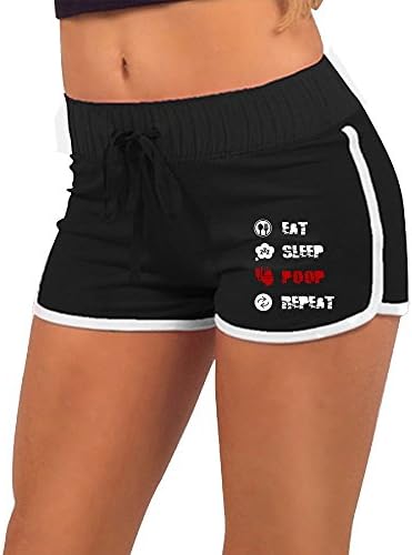 Women Eat Sleep Poop Low-Waist Workout Yoga Shorts Gym Yoga Shorts