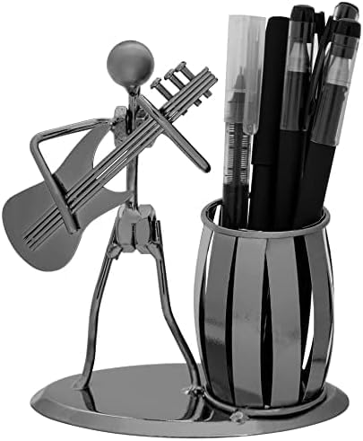 WSAMJIN Guitar Pen Holder, Metal Pencil Holder Creative Desktop Pen Holder Desktop Accessories for Gifts, Kids, Students, and Office Stationary