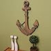 Adeco Wooden Boat Anchor with Crossbar, Steering Wheel, Décor Home Wall Decor, Light Brown (OS0002)