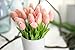 smylls 10 pcs Holland Tulips Flowers Latex-Look Like Real,Eco-Friendly Odourless Artificial Flowers Christmas Party Decoration Gift Package (10, Light Pink)