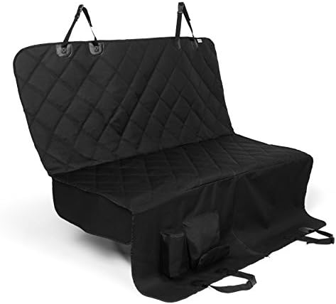 Dog Car Seat Covers Pet Back Seat Cover for Dogs - Waterproof, Scratch Proof, Nonslip, Hammock Convertible, Pockets, Side Flaps, Black Backseat Cover for Cars, Trucks, SUV