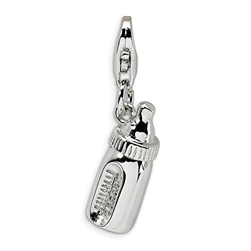Jewelry Adviser Sterling Silver Baby Bottle w/Lobster Clasp Charm