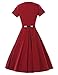 GownTown 1950s Retro Vintage Short Sleeve Party Swing Stretchy Dresses, Large, Burgundy