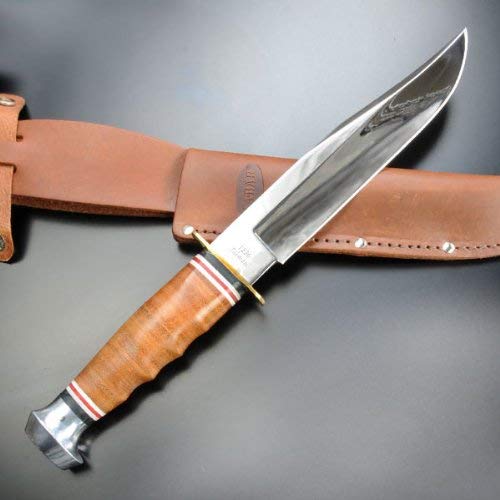 KABAR 1236, Stacked Leather Handled Hunter Knife, Bowie 11 13/16