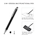 Vivefox 2 in 1 Capacitive Stylus Pen, Disc Stylus (Disc & Fiber Tip) Touch Screen Pen for Tablet/iPad Mini/Smartphones All Touch Screen Devices with 4 Replacement Tips (Black/Silver,2 Pcs)