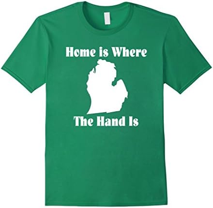 Men's Home Is Where The Hand Is - Michigan T Shirt Large Kelly Green