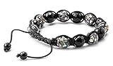 Stone Bead Bracelet - Faceted Onyx Abalone Inlay Beads