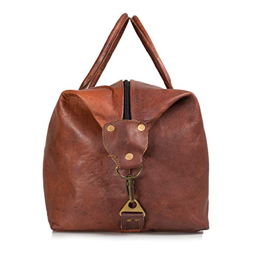 NAMA-James-Weekender-Echtes-Leder-Reisetasche-Vintage-Retro-Sporttasche-60-cm-45-Liter-fuer-Damen-und-Herren-Duffle-Bag-Schultertasche-Naturleder-Braun