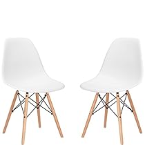 Poly and Bark Eames Style Molded Plastic Dowel-Leg Side Chair (DSW) Natural Legs (Set of 2)