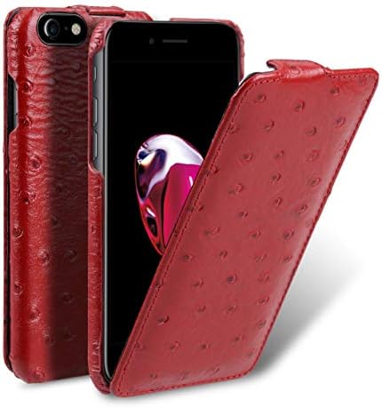 Melkco Premium Leather Case for Apple iPhone 7/8 (4.7'') - Jacka Type (Red Ostrich Print)