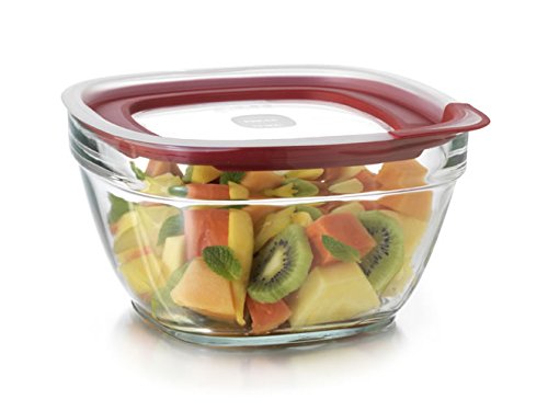 Rubbermaid Easy Find Lids Glass Food Storage Container, 11.5 Cup, Racer Red 2856007