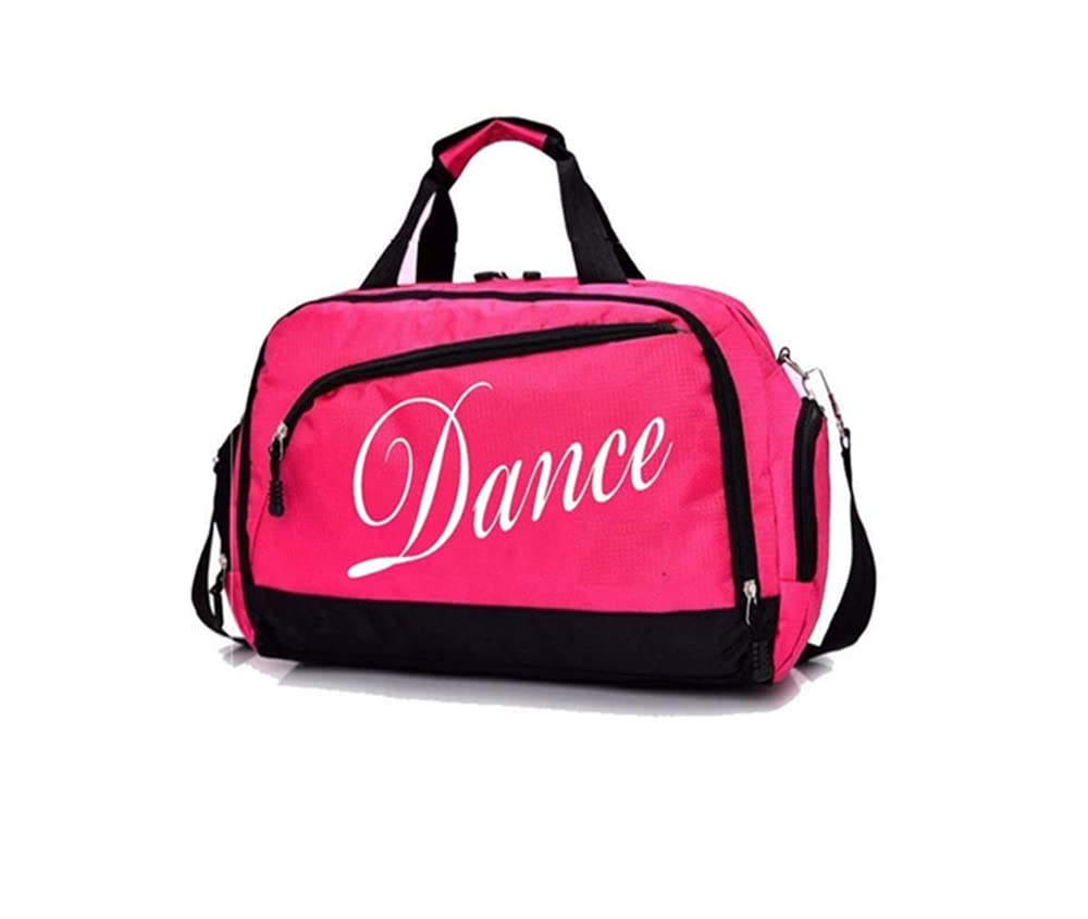 Kids Girls Duffle Bag for Ballet Dance,Practice,Sports, Cheerleading,Gymnastics,Weekend,Overnight Short Trip,Carry-On Size (『Dance』Rose)
