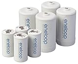 Eneloop Spacers 4 C Size Spacers & 4 D Size Spacers for Use with Ni-MH Rechargeable AA Battery Cells & Case Pack of 8