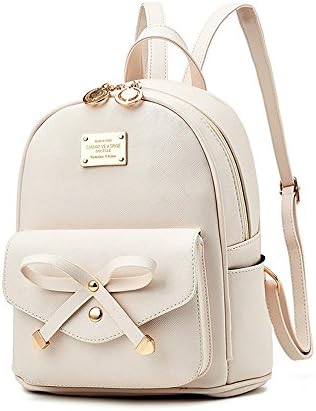 Lizhigu Girls Cute Mini Leather Backpack Bowknot School Bag Purse for Women White