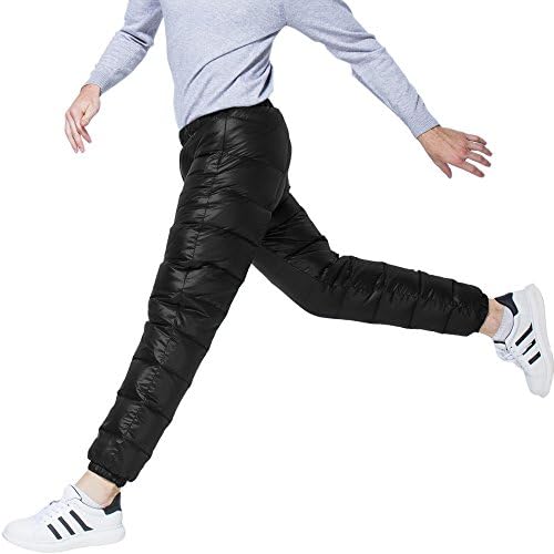 PANLTCY Men's Winter warm Loose Utility Down Pants Sassy High Waisted Nylon Compression Snow Trousers (X-Small, Black)