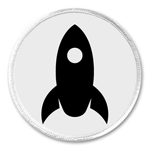 Black & White Spaceship 3" Sew On Patch Spacecraft Rocket Ship Space Astronaut