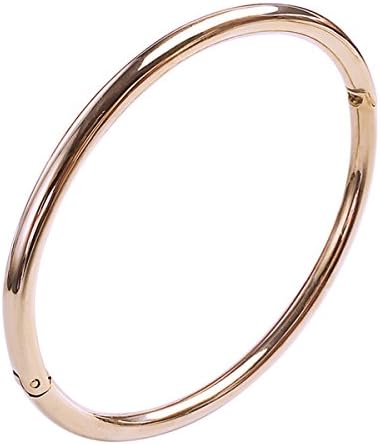 Polished Oval Hinge Tiny Bangle Bracelet Jewelry Set Carweilon (Rose Gold)