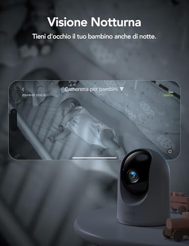 GNCC 2K Indoor Wi-Fi Camera 2.4/5GHz Night Vision (Pack of 1) | Camera for Dogs/Cats/Animals, SD/Cloud, Two-Way Audio, Motion Detection/Tracking, Alarm, 360°, Alexa