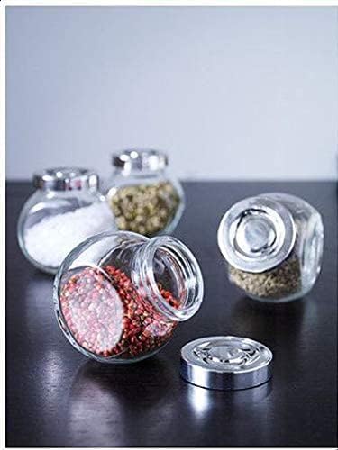 PACK OF 12 GLASS JAR SET DESIGN KITCHEN STORAGE HERBS SPICES SWEETS