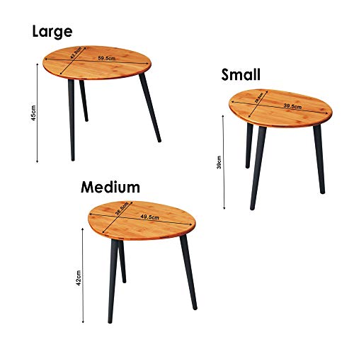 Bamboo Nesting Coffee Table Set of 3 Triangle Stacking End Side Table