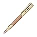 X2 Depot Brass/Bamboo Bullet Shaped Ballpoint Pen with Rifle Design Clip, Satin Gold