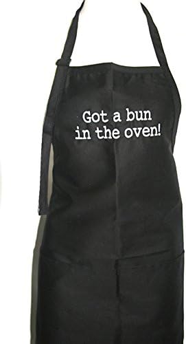 KNBC GraphicsBlack Embroidered Apron Got a Bun in the Oven