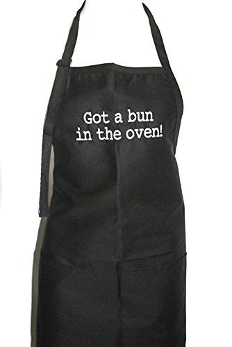 KNBC GraphicsBlack Embroidered Apron Got a Bun in the Oven