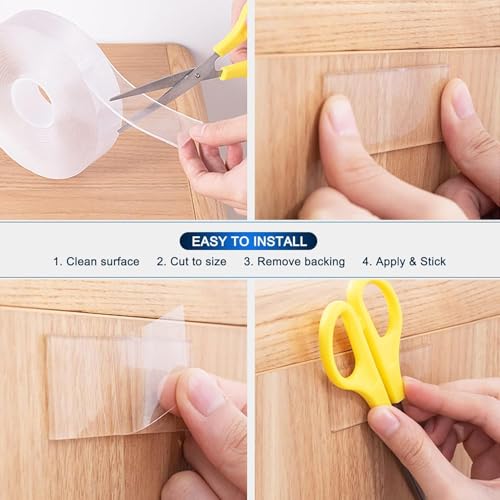 HULPPRE 5Meter Clear Nano Double-Sided Tape,Width 3cm,Heavy Duty, Washable&Reusable,Removable No Residue,Transparent Strong Sticky Adhesive tape for Picture Hanging,Carpet,Poster,LED stripes