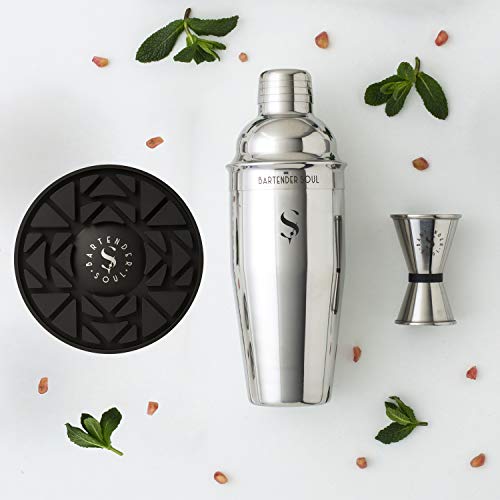 Professionelles Cocktail-Shaker-Set - 750 ml - 0,8 mm - Mit Doppel-Jigger-Messbecher, vielseitiger Silikonuntersetzer… – Bild 3