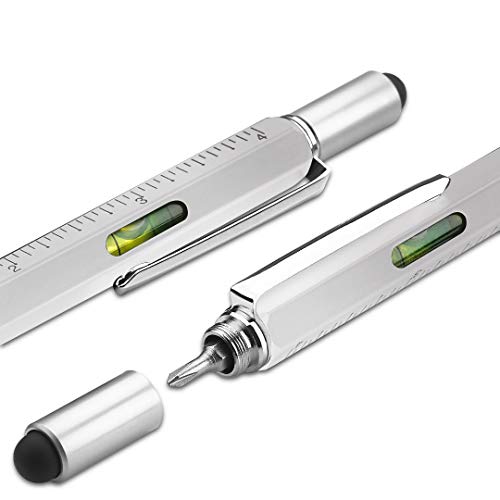 Screwdriver Pen Pocket Multi-Tool 6 in 1 - Multi-Functional & Sturdy Aluminum DIY Tool, With Screwdriver, Stylus, Bubble Level, Ruler & Phillips Flathead Bit, Unique Gift Idea - 2 Pack, Silver - Thumbnail 2
