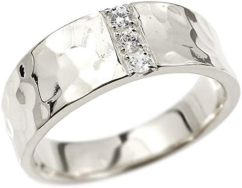 Amazon メンズ シルバー リング ダイヤモンド 指輪 幅広 シルバー925 Sv925 槌目 槌打ち ロック仕上げ ピンキーリング 15 リング 通販