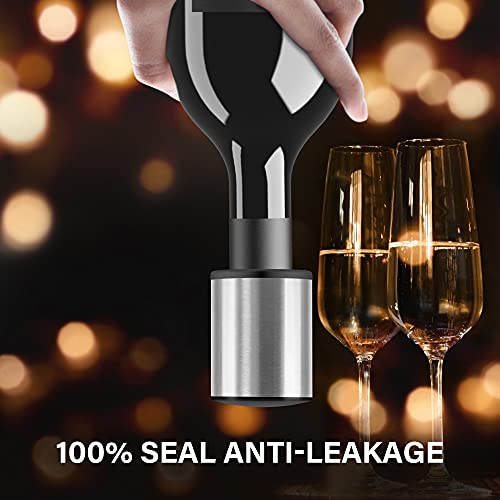 Vakoo Flaschenverschluss, Champagner Verschluss, Sektflaschenverschluss, Cromargan Edelstahl mattiert, Sektverschluss