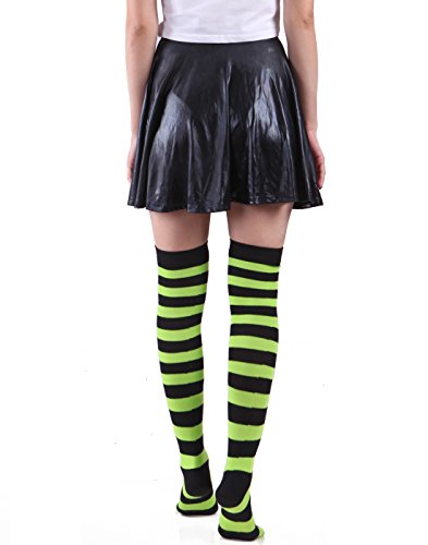 image for HDE Women's Extra Long Striped Socks Over Knee High Opaque Stockings (