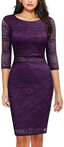 REPHYLLIS Women's Short Sleeve Elegant Lace Bodycon Pencil Party Work Dress