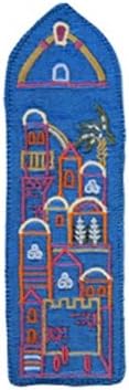 Bookmarks Tassels For Christian, Jewish Kids, Man &amp; Women - Yair Emanuel Judaica EMBROIDERED BOOKMARK JERUSALEM BLUE (Bundle)
