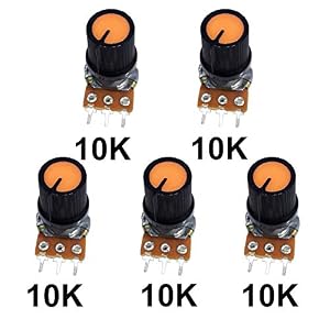 Image of Poilee 5 Piece 10K Ohm Potentiometer 3 Terminals Linear Taper Rotary Audio B Type Potentiometer, B10K