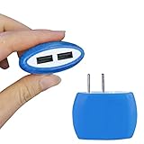 AutumnFall® 2A Dual USB Ports Home Wall Travel AC Power Charger Adapter for iPhone 6S US Plug (Blue )