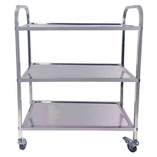 TAIMIKO Utility Cart, Stainless Steel 3-Shelf Kitchen Trolley for Restaurant Catering Kitchen Up to 300 lbs Capacity, Stainless Steel Carts Four Sizes for Your Choose (L24.6W12.4H31.5'') - Thumbnail 3