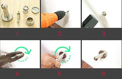 KLOUD City Silver Heavy Duty Round Base Magnetic Door Stop / Stopper / Holder in Brushed Stainless Steel for Home - Thumbnail 3