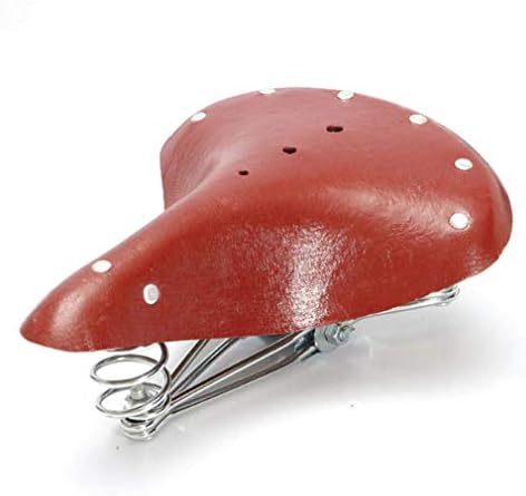 QIAOAJ Vintage Bicycle Seat Classic Leather Bike Saddles Waterproof Sprung Steel Frame coil spring rivet
