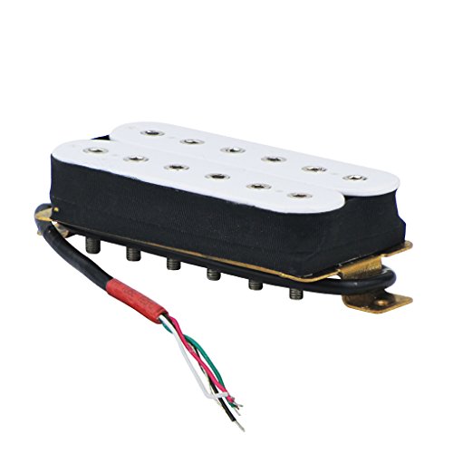 FLEOR Set of Alnico 5 Double Coil Humbucker Electric Guitar Neck & Bridge Pickup Alnico V Adjustable Pole Piece, White Color