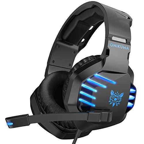 ONIKUMA II Stereo Gaming Headset for PS4, Xbox One, PC, Nintendo Switch, Noise Cancelling Over Ear Headphones with Microphone, Soft Earmuffs, Surround Sound, Volume/Mic Control 3.5mm for Laptop Mac