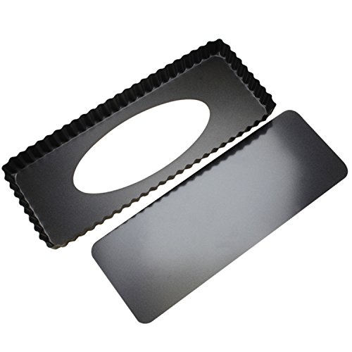 Tosnail 2 Pack 14" x 5.75" NonStick Quiche Pan Tart Pan with Removeable Bottom Rectangular Pie