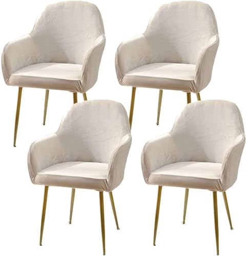 N/A Stretch Velvet Low Short Back Chair Cover, Curved Back Chair Slipcover Rouran Removable Washable Armrest Counter Height Bar Stools Covers,E,4pack