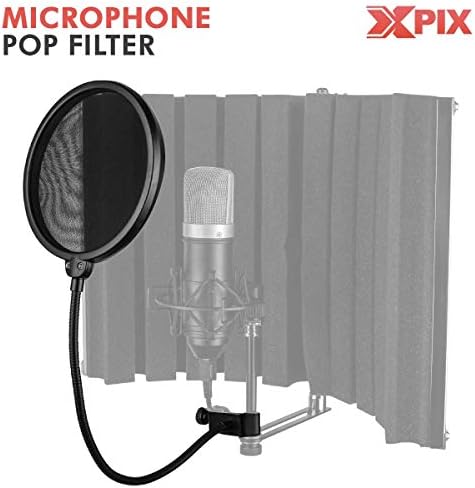 Professional studio audio equipment including headphones, microphone, and USB interface.