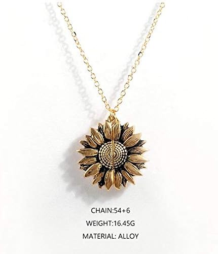 Ladies Gold Necklace You are my Sunshine Open Small Box Sunflower Pendant Necklace