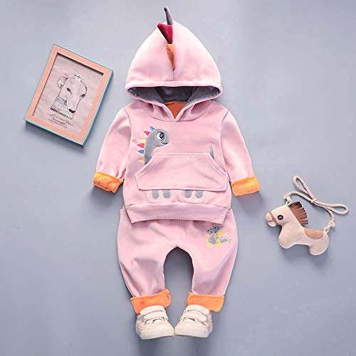 Sharemen Baby Boy Girl Long Sleeve Hoodie Tops Sweatsuit Pants Headband Outfit Set (2-3Years, Pink 2)